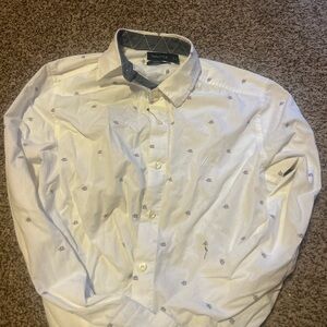 Nautica White Patterned Men's Shirt